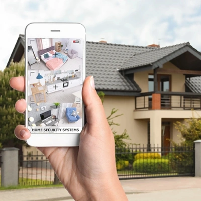 Lexington vivint phone display of cctv live feed in front of a house
