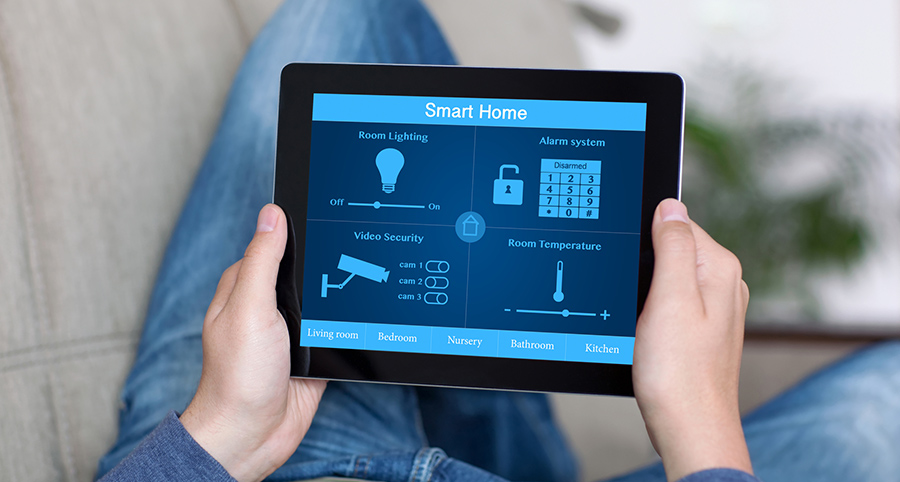 The ability to access and control security components from a mobile device is one of the top smart home trends in Lexington. Close-up of smart home security app.
